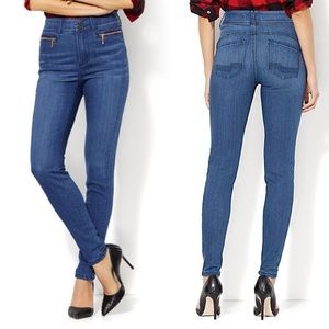 JENNIFER HUDSON WOMENS SOHO HIGH RISE LEGGING JEAN ZIP POCKETS MED WASH SZ 2